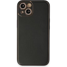 Newface Apple, Uyumlu iPhone 14 Plus Kılıf Coco Deri Silikon Kapak - Siyah