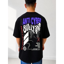 525 Oversize Sırt Baskılı Streetwear Unisex T-shirt Antıcyber Siyah