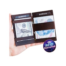 Garbalia Magic Hakiki Deri RFID Engelleyici Unisex-Kahverengi
