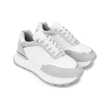 Tamer Tanca Kadın Vegan Beyaz Sneakers & Spor Ayakkabı 936 81185 Bn Ayk Y25 Byz Kroko/lame Beyaz