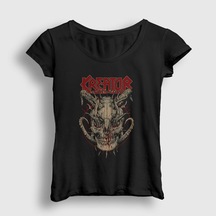 Presmono Kadın Skull Kreator T-shirt Siyah