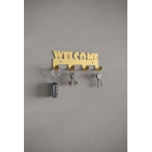 Welcome Metal Anahtar Askısı Modern Dekoratif Anahtar Ve Elbise Askılığı - Gold Çok Renkli