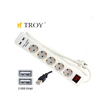 Troy 24025 Usb Girişli Beşli Grup Priz Ve Uzatma Kablosu 1.7 M