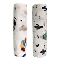 Müslin Örtü İkili 90x90 Minicik Kaktüs Bahçesi-minicik Uçan Arabalar