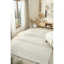 Mariesse Home Lara İskandinav Dokuma Bukleli Modern Salon Halısı Mutfak Halısı Koridor Halısı Yolluk 620-krem-bej