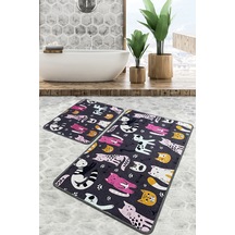 Park Cat Banyo Halısı Djt 2 Li Set Banyo Paspası Kaymaz Tabanlı Klozet Takımı Çok Renkli