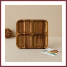 Storeşahin Akasya Ahşap 4 Bölmeli Kare Servis Tepsisi 20x20x1.4 Cm Shn0720
