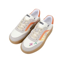 Kadın Vegan Deri Beyaz Sneakers - Warner Bros Looney Tunes Bugs Bunny Hop İnto Nature Tasarım Çok Renkli