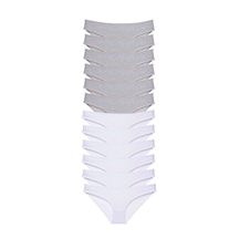 Royaleks 12 adet Süper Eko Set Likralı Kadın Slip Külot Gri Beyaz RYL-EKO11018 Beyaz - Gri