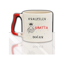 Kraliçeler Bu Ayda Doğar Baskılı Arkadaş, Sevgiliye Doğum Günü Hediyelik Renkli Kulplu Kupa Bardak Kırmızı-02