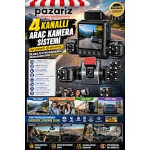4 Kameralı Araç Kamera Sistemi 1080p Full Hd Dash Cam Ön Arka İç Kayıt 360 Güvenlik Gece Görüşü G-sensör Park Modu Ve Döngüsel Kayıt Dvr Kamera Otomobil Ve Ticari Araçlar İçin 12-24 Uyumlu