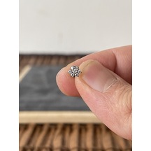 Yüksek Kalite G23 Titanium Pati Zirkon Titanyum 6 X 1.2 MM Labret Piercing Gümüş