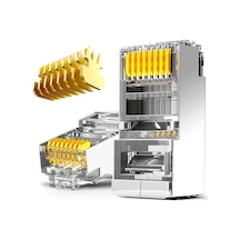 Koodmax 50 Adet - 50u 50 Micron Gold Plated Cat6 Rj45 Metal Konnektör 8p8c Ethernet Kablo Ucu Jack
