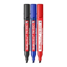 Office Pm 850 Permanent Kalıcı Kesik Uçlu Markör 3'lü Blister Siyah, Mavi, Kırmızı