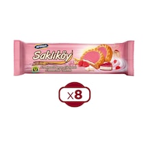 Ülker Saklıköy Frambuazlı Beyaz Çikolatalı Bisküvi 100 Gr X 8 Adet