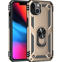 Ilkeshop Newface Apple iPhone Uyumlu 13 Kılıf Sofya Yüzüklü Silikon Kapak - Gold