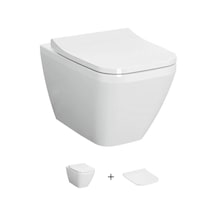 VitrA İntegra Square Kare Rim-ex Asma Klozet + Slim Duroplast Yavaş Kapanan Klozet Kapağı Set Beyaz