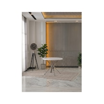 90x90 Yuvarlak Masa Beyaz/nikel Beyaz/nikel