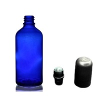 50ml Mavi Cam Şişe Roll-on Şişe, 12 Adet, Bilye Başlıklı Şişe, Cam Şişe, Roll-on Şişesi