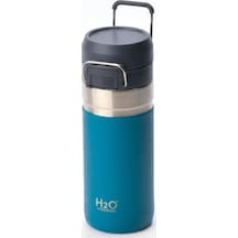 500 Ml 0,5 Litre Kapasiteli Paslanmaz Çelik Termos Kupa - Entegre Ağızlıklı, Taşıma Kulplu Seyahat Matarası Mavi Çok Renkli