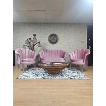 İstiridye Takım Krom Kaplama Telli Ayak Çay Seti Koltuk Takımı Pe Çok Renkli