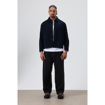 Vamos Boxy Fit Gabardin Ceket Lacivert