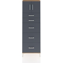Arges Dolap Tek Raflı 5 Çekmeceli 2 Kapaklı 60x30x182 Çam-ant... Çam
