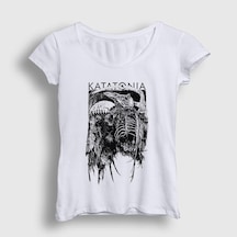 Presmono Kadın Death Katatonia T-shirt Beyaz