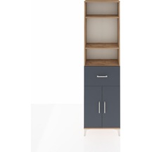 Arges Dolap 4 Raflı Tek Çekmeceli 2 Kapaklı 60x30x221 Çam-ant... Çam