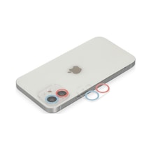 Apple İphone 12 Uyumlu Renkli Kamera Lens Koruma Cam - Pembe-mavi