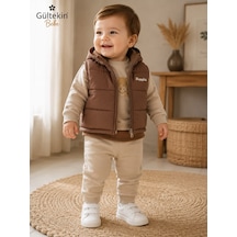 Hippıl Baby Ayıcık Nakışlı Erkek Üçlü Takım 6-18 Aylık -bay5100492 - Kahverengi