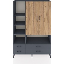 Hyperion Dolap 8 Raflı 4 Çekmeceli 2 Kapaklı 132x44x195 Antrasit-çam/antrasit Atlas Çam/antrasıt - Antrasıt