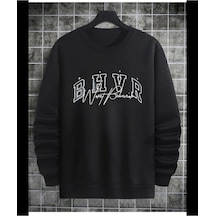 Kozia Outdoors Malkoçbey Baskılı Oyaka Oversize Unisex Swetşhirt Siyah Siyah