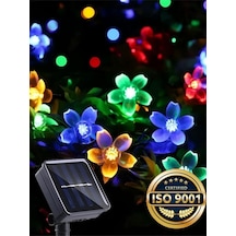Solar Güneş Enerjili 30 Led Kiraz Çiçeği Ip65 Su Geçirmez Solar Işık Zinciri 6 Metre Rgb Gökkuşağı