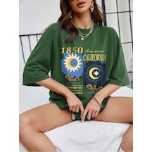Flood Of Style Kadın Yeşil 1850 Oversize Bisiklet Yaka Tshirt