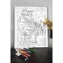 Kedi 8 40x30cm Çocuklar Için Özel Boyanabilir Tablo Mandala Tablo Kalem Hediyesi Yoktur.