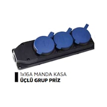 1x16a Manda Kasa Duvar Prizi Üçlü Grup Priz Kauçuk M3m