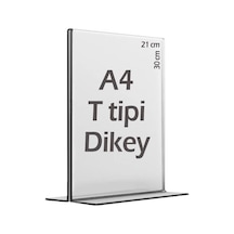 A4 T-tipi Dikey 21x30 Cm Masaüstü Şeffaf Pleksi Föylük Menü Broşür Etiket Fotoğraflık Albüm Stand Sehpa Fiyatlık
