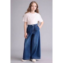 Defacto Wıde Leg Geniş Paça Jean Pantolon Kız Çocuk G9426a826smnm28 Mavi-nm28