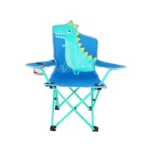 Katlanır Çocuk Kamp Sandalyesi Portatif Çantalı Kilitli Güvenlikli Kamp Koltuğu Dinazor HA098 Mavi