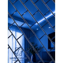 Lucitart 30 Adet 10cmx5cm Tuğla Desenli Aynalı Pleksi Kendinden Yapışkanlı Dekoratif Duvar Aynası 9 Renk Seçeneği Mavi