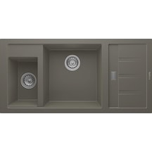 Real Stone P022 Aspendos 1.5 Gözlü Granit Mutfak Eviyesi Gri 100 x 50 CM