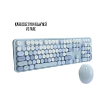 Mey İthalat Kablosuz Klavye Mouse Seti Mavi
