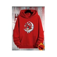 Medinenur Astronot Desenli 2 İplik Şardonlu Sweatshirt Kırmızı