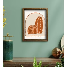 Bk Gift Kaktüs Tasarımlı Doğal Masif Ahşap Çerçeveli Tablo 30X40C (551120398)