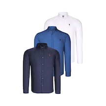 Üçlü Set G725 Dewberry Erkek Gömlek-lacivert-beyaz-indigo Lacivert-beyaz-indigo