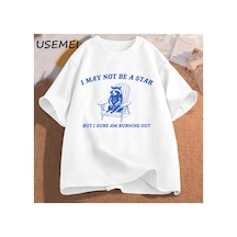 Tarzsokak Erkek Tişörtü Komik Grafik T Shirt Ben Bir Yıldız Olmayabilir Ama Eminim Dışarı Yanan Baskılı 2919 Beyaz
