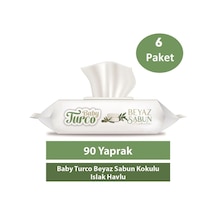 Baby  Turco Islak Havlu 90'lı Beyaz Sabun x 6 Adet