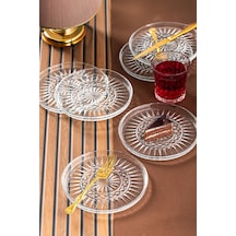 Porsima Milano Pasta Tabağı Dik Tabak - 6lı Cam Sunumluk Pasta Kurabiye Kek İkram Servis Tabağı-16 Cm Şeffaf