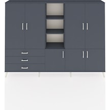 Arges Dolap 11 Raflı 3 Çekmeceli 7 Kapaklı 220x30x163 Antrasit-an Antrasit-antrasit